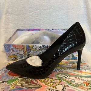 Jeffrey Campbell Black Stiletto Heels with Crocodile Texture